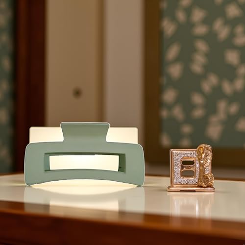 Green Square Hair Claw Clip Large Non-Slip Strong Hold for Thick Hair