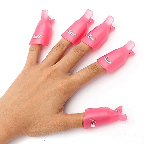 HiMo 10-Piece Plastic Acrylic Nail Art Soak Off Clips for UV Gel Polish