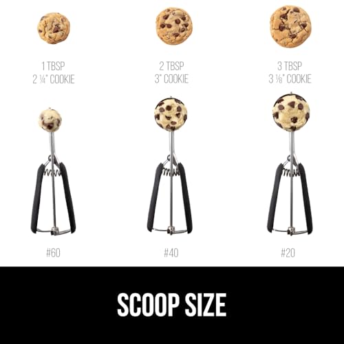 Gorilla Grip Stainless Steel Cookie Scoop Set - 1, 2, 3 TBSP, Black