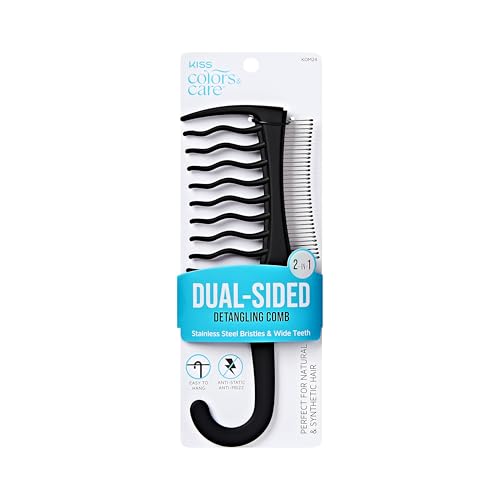 Kiss Colors & Care 2-in-1 Dual-Sided Detangling Wig Comb & Metal Bristles