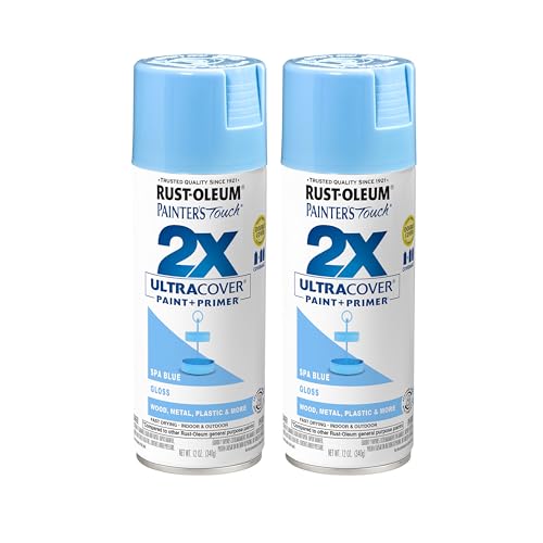 Rust-Oleum Painter's Touch 2X Ultra Cover Spray Paint, Gloss Spa Blue, 2-Pack