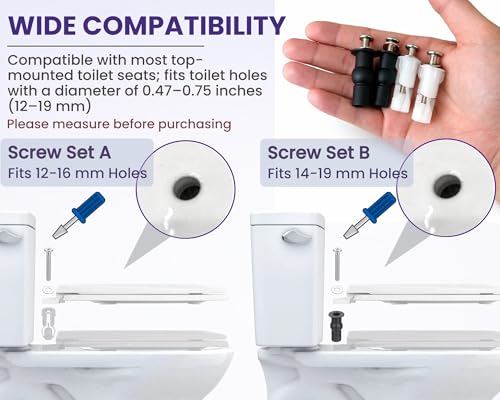 Universal Stainless Steel Toilet Seat Bolts Kit for 14-19mm Holes - Wangenbro