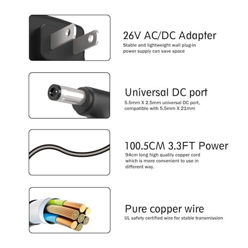 26V Tineco Vacuum Charger Replacement Power Adapter for iFLOOR, FLOOR ONE S3 & A10 A11 Models