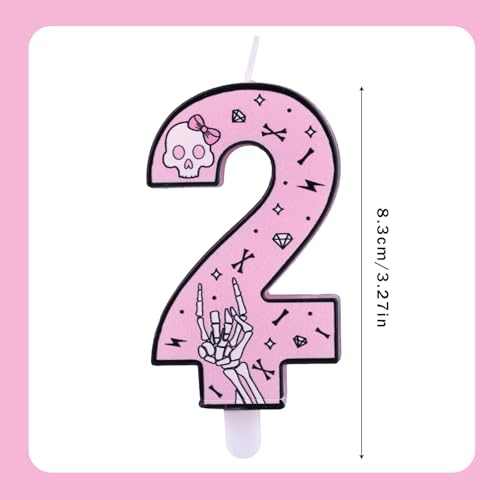 Goktvai Bad Two the Bone 2nd Birthday Candle Number 2 Cake Decor