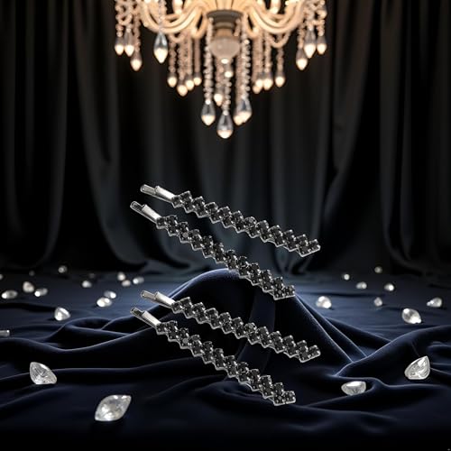 Black Crystal Hair Pins Rhinestone Bobby Pins 2 Pairs