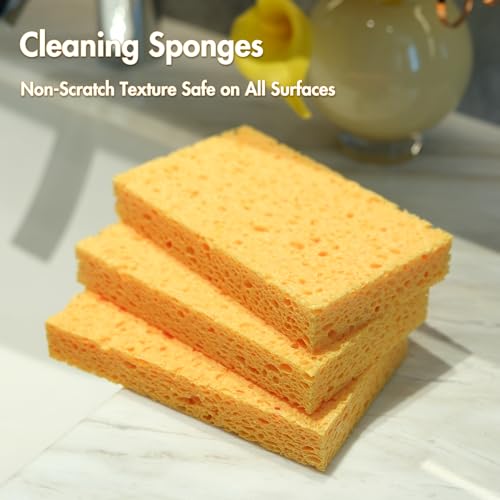 Eco-Friendly Cellulose Kitchen Sponges (Pack of 3) - 6x3.6x0.9 Inch