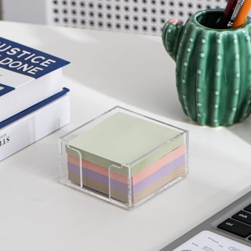 Acrylic Sticky Note Holder - Desk Organizer for 3" x 3" Notes