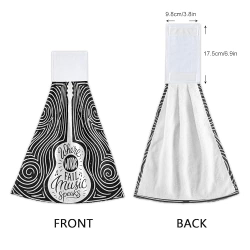 Music Is Life Kitchen Hand Towels with Hanging Loop - 2 Piece Set