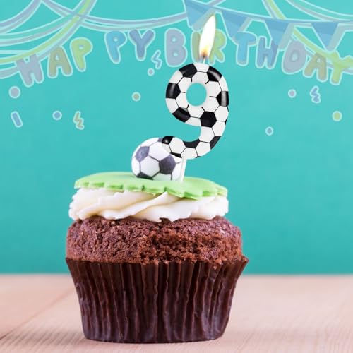Soccer Birthday Candle - Number 9 Cake Topper for Kids