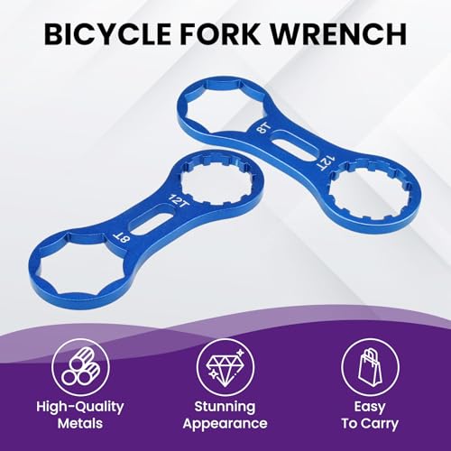 2Pcs Bicycle Fork Cap Wrench, Aluminium Alloy Bike Front Fork Repair Tool, Suspension Forks Cap Spaner Suitable for XCR/XCM/XCT/RST, Blue