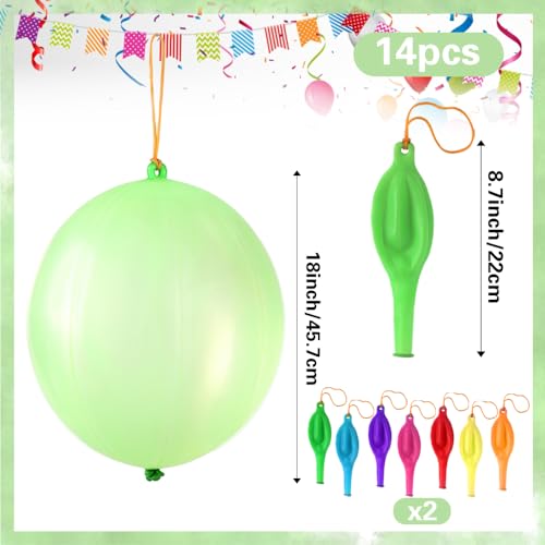 14 Pack Large Thickened Neon Punching Balloons - 7 Colors