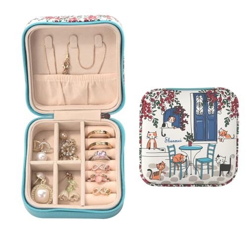 Shunmei Mini Travel Jewelry Box - Personalized Cat Design, 3.94"