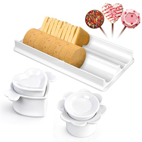 Cake Pop Cutter and Mold Set with 8.7-Inch Tray – Heart & Round Shapes, BPA-Free Food-Safe