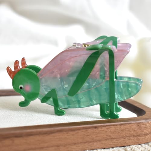 Green Grasshopper Design Hair Claws Non Slip 3" Thinning Clips Cute