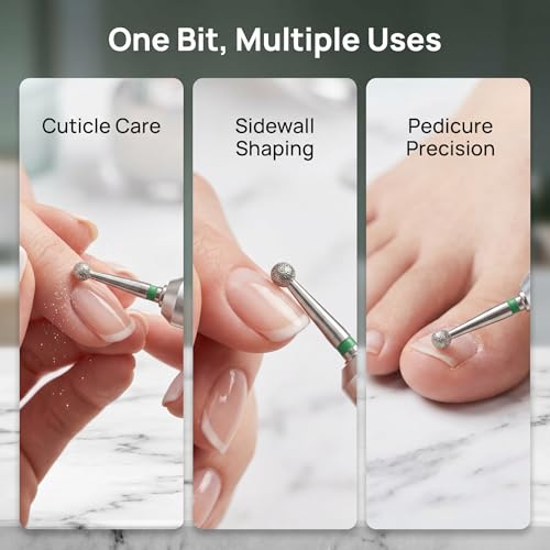 EOMTUR 10Pcs Diamond Ball Nail Drill Bits for Cuticle Care & Manicure
