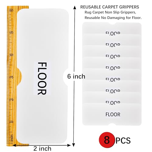 Re-Call Rug Tape - 8 Pack Double-Sided Carpet Grippers for Non-Slip Flooring