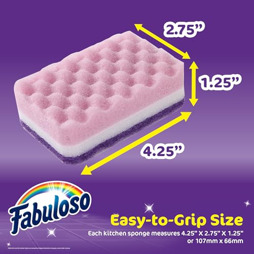 Fabuloso Scratch-Free Kitchen Dish Sponges, 4 Count - Purple