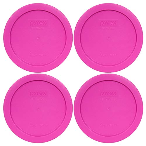 Pyrex 7201-PC 4-Cup Pink Replacement Lids (4-Pack) - BPA-Free