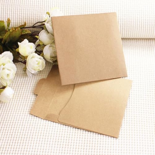 50pcs Kraft Paper CD/DVD Sleeves - Brown Storage Envelopes 5x5 Inches