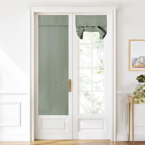 NICETOWN Greyish Green Blackout Curtain for French Doors - 22x72 Inches