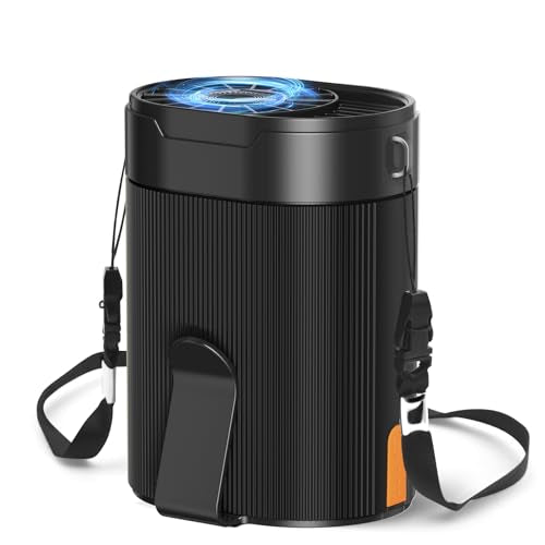 COZOME Portable Waist Fan, Rechargeable 3000mAh Clip-On Fan, Black