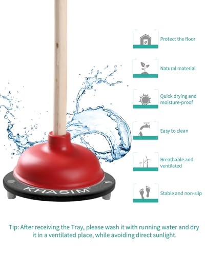KHASIM Diatomaceous Earth Toilet Plunger Drip Tray - 7-Inch Gray Mat