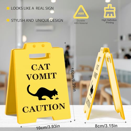 Funny Cat Vomit Caution Sign - Hilarious Desk Decor for Cat Lovers