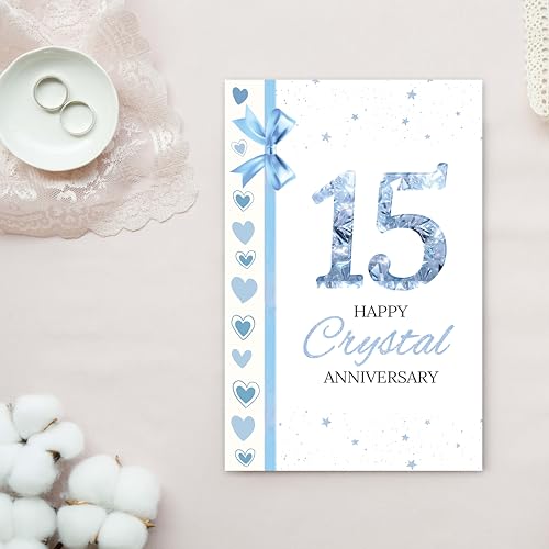 15th Anniversary Card for Wife & Husband - Romantic Keepsake