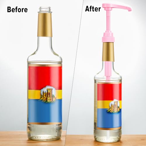 Patelai 5 Pcs Syrup Pumps for 750ml Bottles - Pink Leak Proof Dispenser