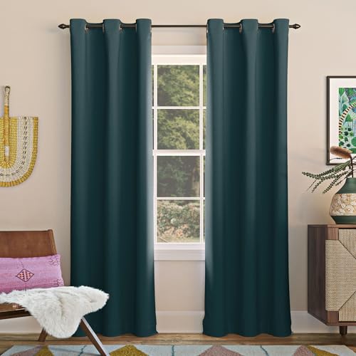 Sun Zero Easton Energy Saving Blackout Grommet Curtain Panel, Teal, 40" x 108"