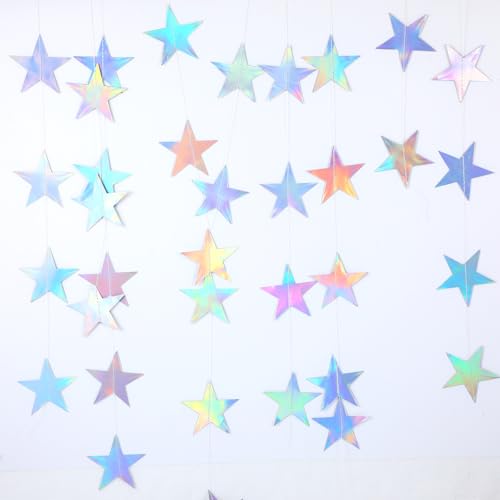Iridescent Star Garland - 40ft Shimmering Party Decoration