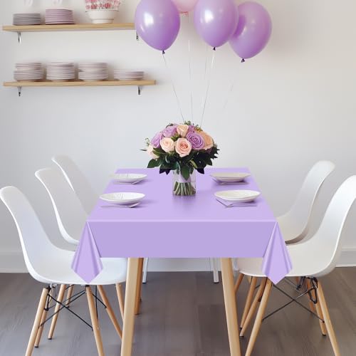 4 Pack Pink & Purple Rectangle Tablecloths - 54x72" Waterproof Plastic Covers for Parties & Events