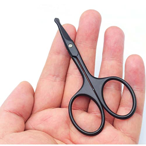 Yutoner Safety Round Tip Grooming Scissors 3.7" Black Stainless Steel