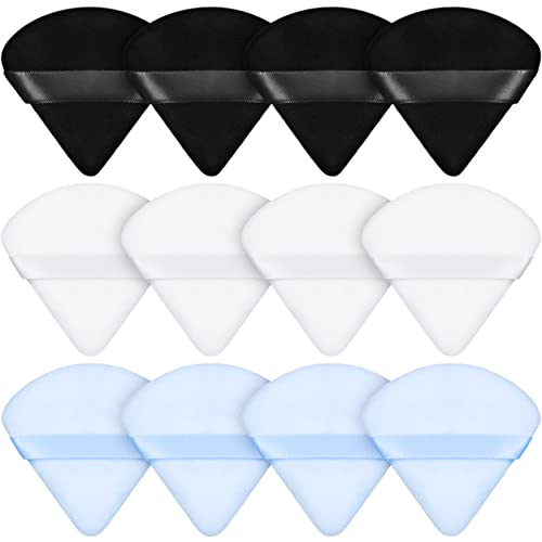 Maitys 12 Pcs Triangle Powder Puffs 2.76 Inch Soft Velour Makeup Sponges
