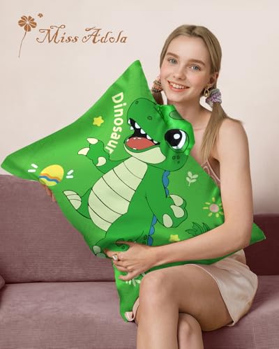 Cute Cartoon Dinosaur Pillowcases for Kids - Soft Silk Queen Size 20"x30"