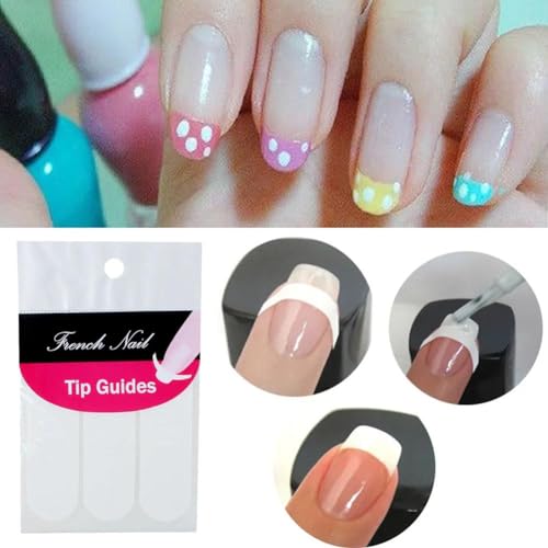 French Manicure Nail Guide Stickers - 240 Pcs Self-Adhesive Moon Strips