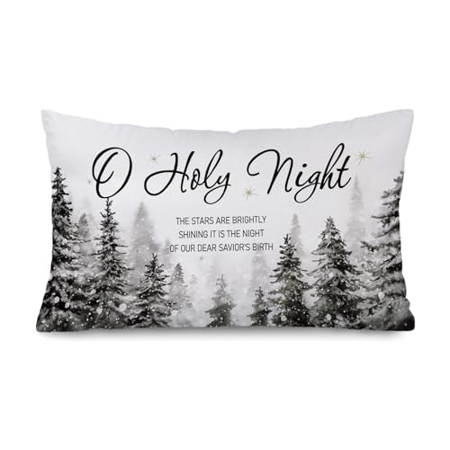 O Holy Night Winter Snowy Decorative Pillow Cover - 12x20