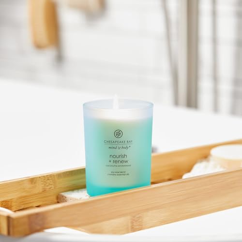 Chesapeake Bay Candle Mind & Body Nourish + Renew Jar Candle - Coconut & Sandalwood, 8.8 oz