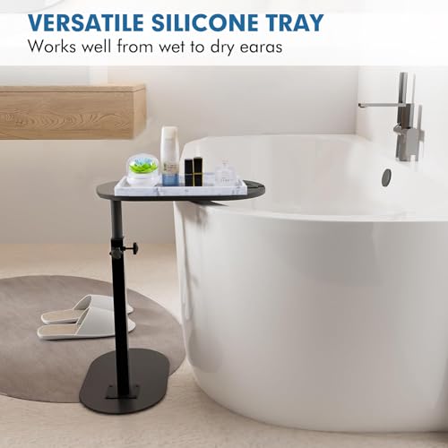 Marble Silicone Vanity Tray with Soap Dish - 7.9 x 3.9 inch Bathroom Organizer