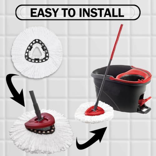 Spin Mop Replacement Heads for O-Cedar EasyWring, 4-Pack Microfiber