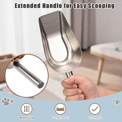 Stainless Steel Pet Food Scoop 3/4 Cup Measuring Cup for Dogs & Cats