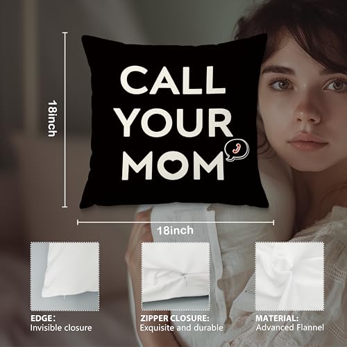 Fuasei Call Your Mom Flannel Pillow Cover - Style 2, 18x18 Decorative Gift