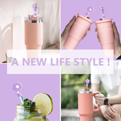 Purple Straw Covers Cap Toppers for Stanley 30 & 40 oz Tumbler