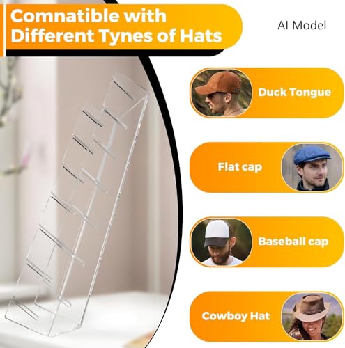 Clear Acrylic Hat Stand for Baseball Caps，Easy Setup 14 Caps，Hat