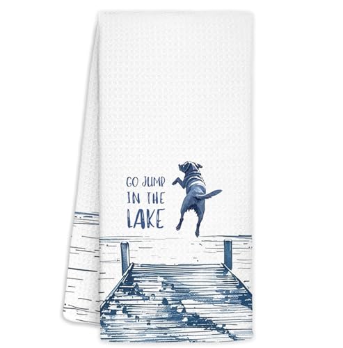 Lake House Kitchen Towels - 16x24 Inch Decorative Dish Towels for Dog Lovers