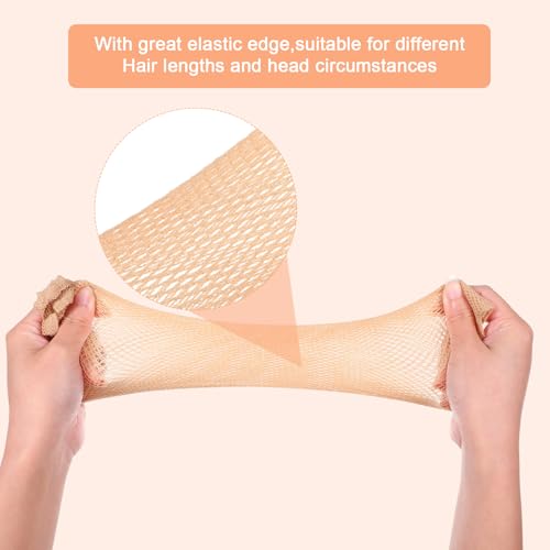 Sibba 10 Pcs Nude Wig Caps for Women - Large Mesh Elastic Hair Nets