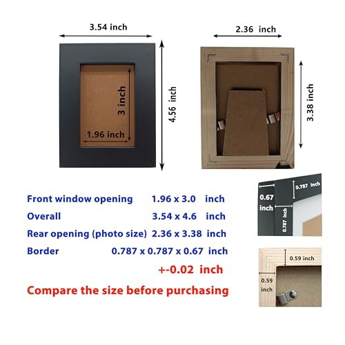 ZXT-parts 2x3 Inch Solid Wood Picture Frame - Black Acrylic Front