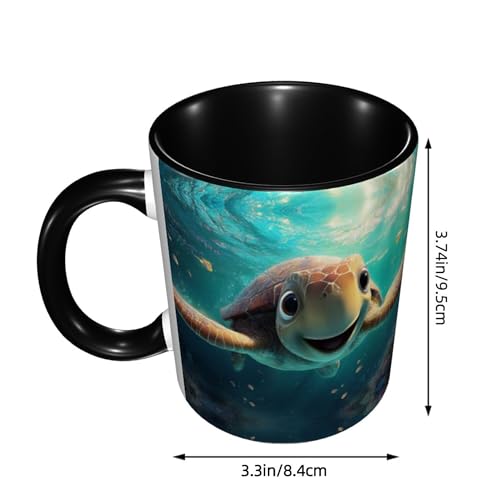Turquoise Sea Turtle Coffee Mug 11oz Ceramic Tea Cup Funny Porcelain Gift