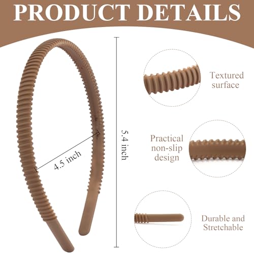 TODDER 5-Pack Thin Plastic Headbands with Teeth, Non-Slip Neutral Hairbands