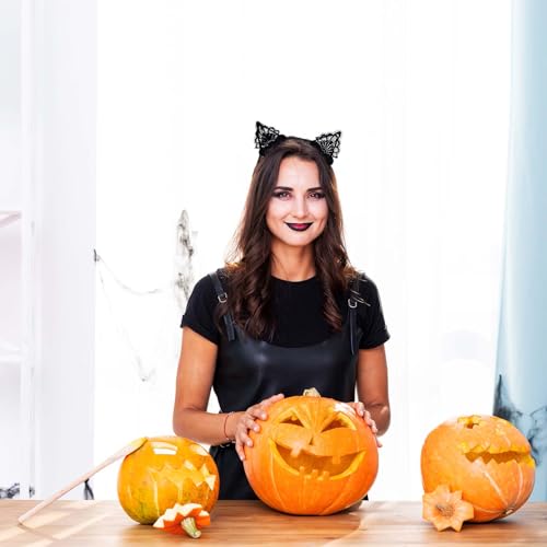 WLLHYF Black Lace Cat Ear Headband 2 Pcs Costume Hair Accessory